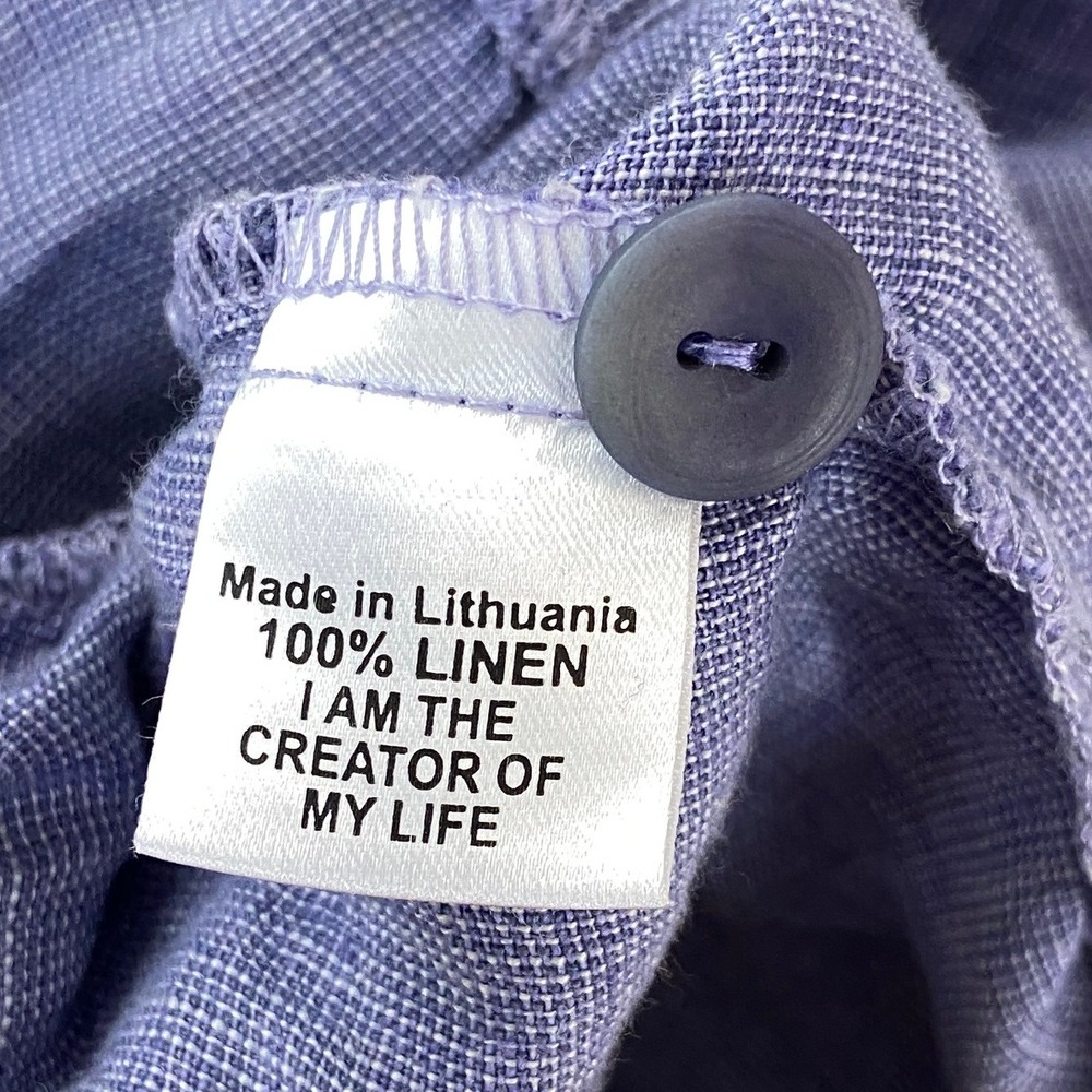 Flax Blue Linen Casual Roll Up Pants Womens Small - Picture 7 of 7